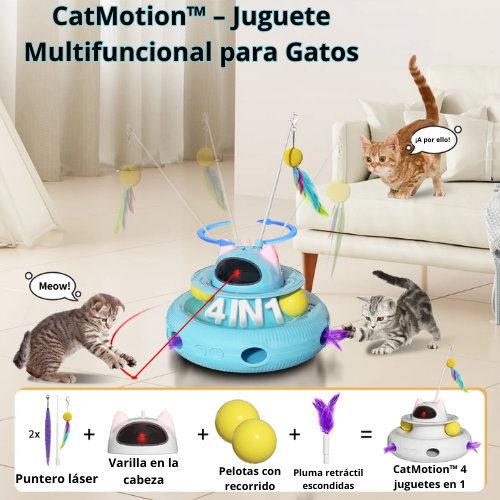 CatMotion™ – Juguete Multifuncional para Gatos (Láser + Pelotas + Plumas)