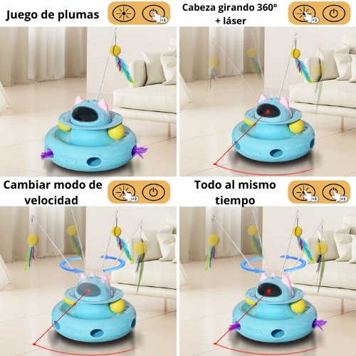 CatMotion™ – Juguete Multifuncional para Gatos (Láser + Pelotas + Plumas)