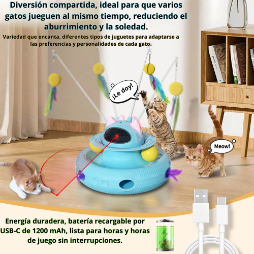 CatMotion™ – Juguete Multifuncional para Gatos (Láser + Pelotas + Plumas)