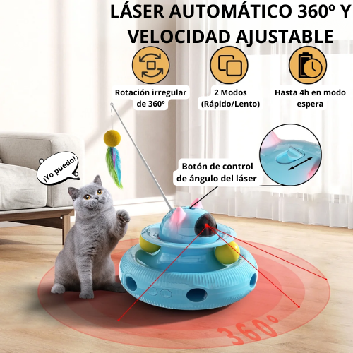CatMotion™ – Juguete Multifuncional para Gatos (Láser + Pelotas + Plumas)