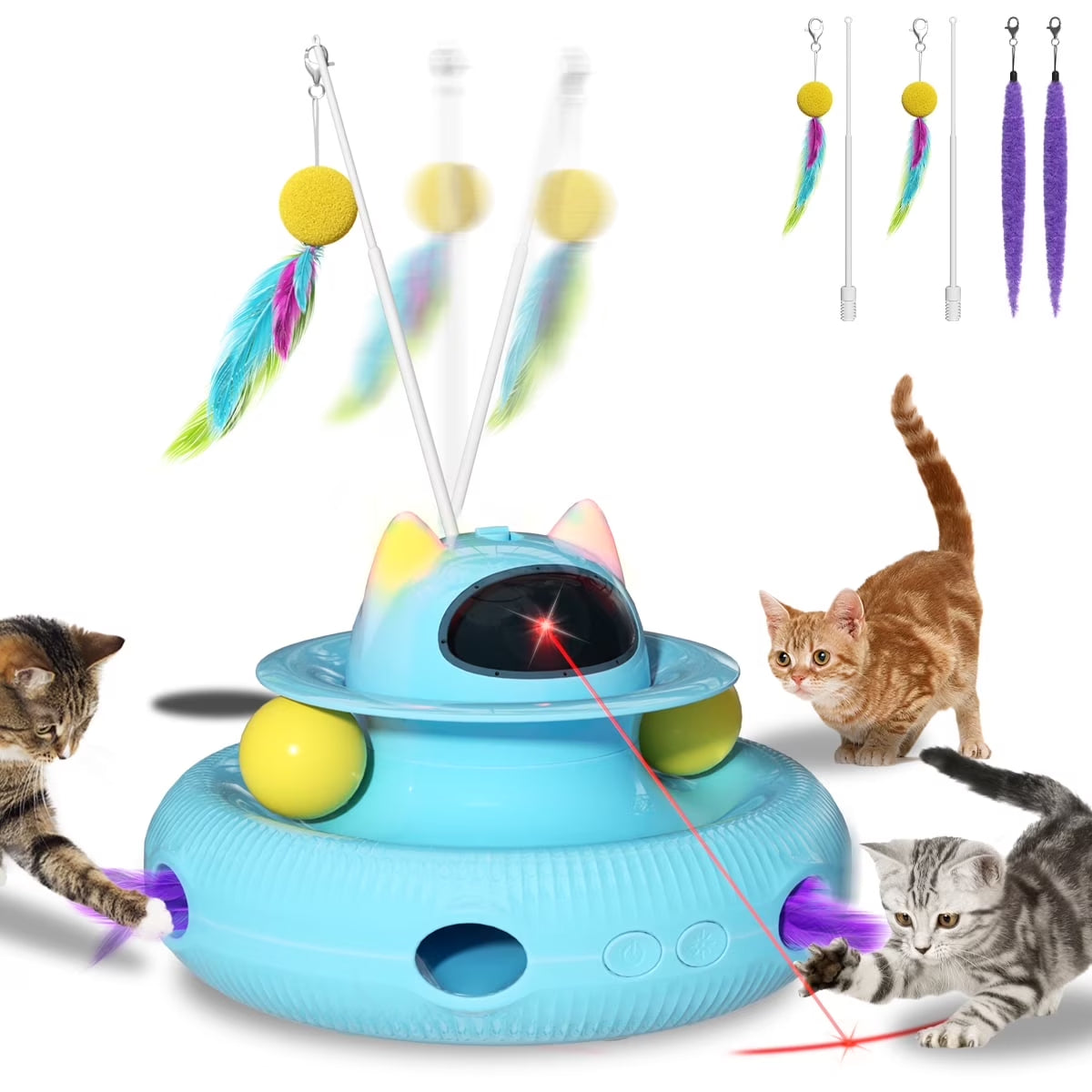 CatMotion™ – Juguete Multifuncional para Gatos (Láser + Pelotas + Plumas)